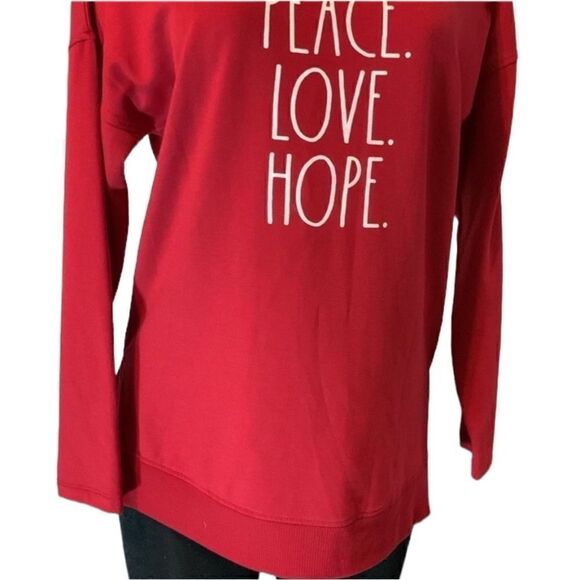 RAE DUNN “ PEACE.LOVE.HOPE.”  RED SWEATSHIRT SZ S - Picture 4 of 10
